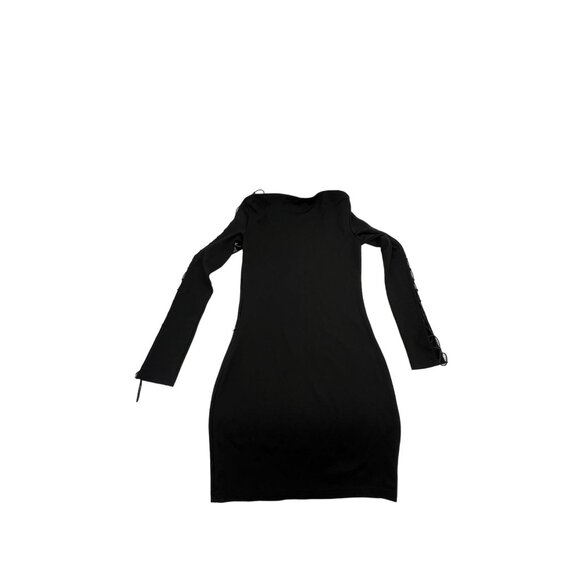 NEW Wyldr Black Off-The-Shoulder Lace Me Up Bodycon Longsleeve Dress - Picture 9 of 14